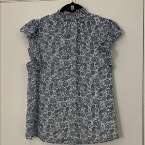1. State Blue Floral Ruffle Sleeve Blouse